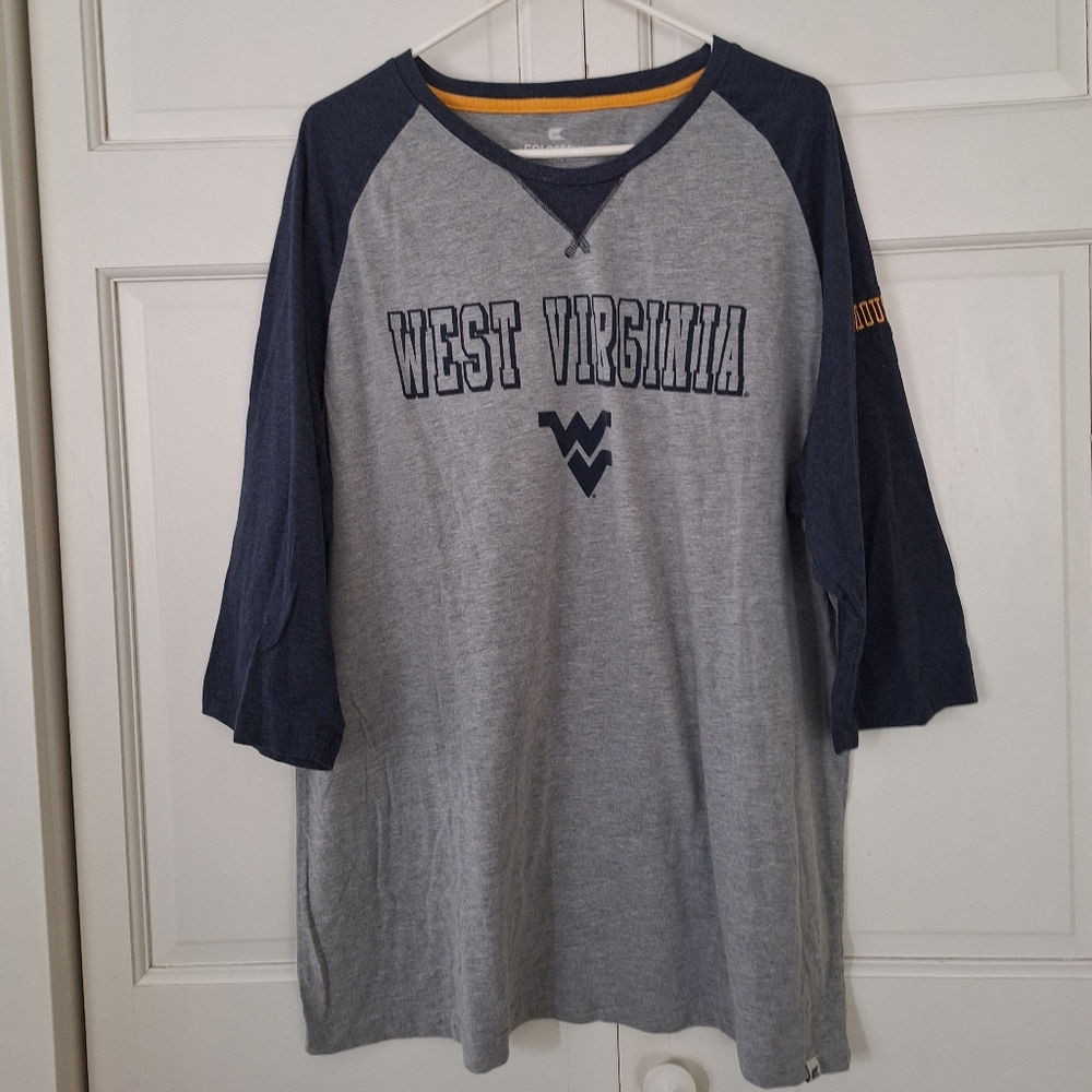 Colosseum Athletics WVU Mountaineers men's 3/4 raglan sleeved t-shirt